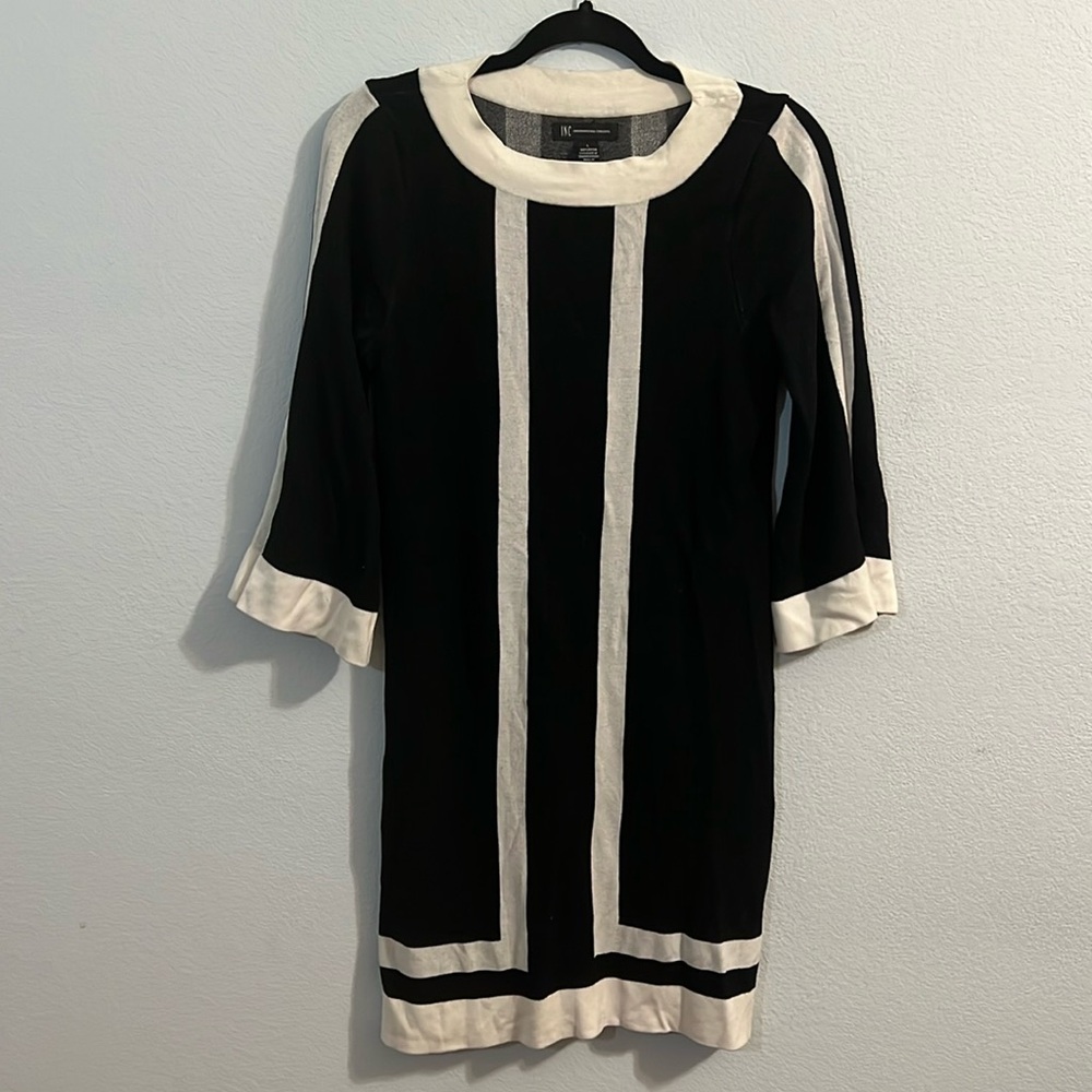 INC International Concepts Above Knee Black & White Knit Dress Size Large